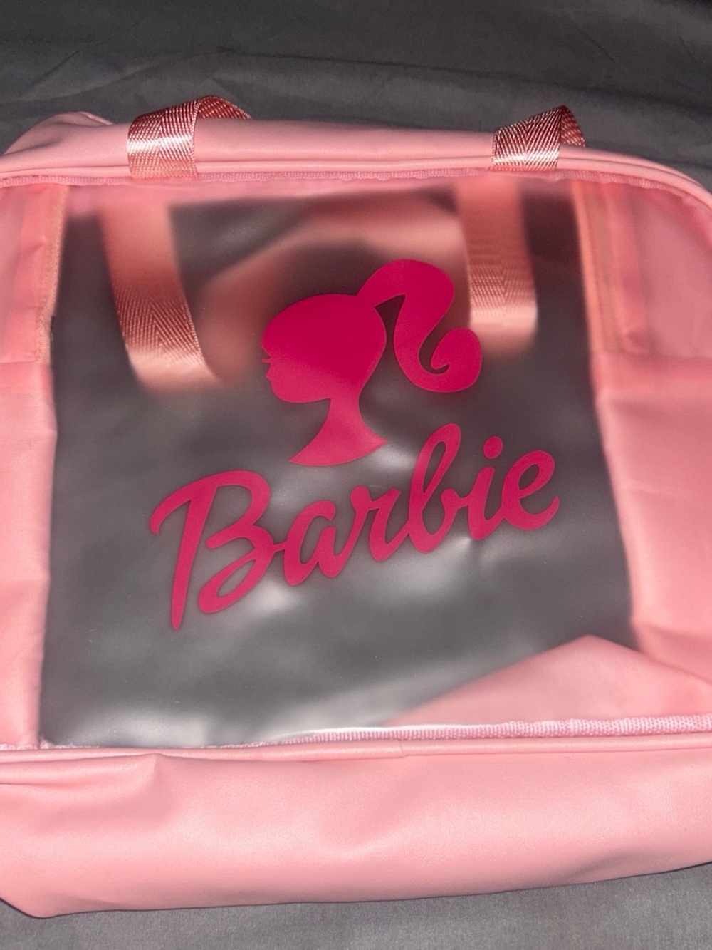 Barbie Pink Clear Tote with Hot Pink Logo